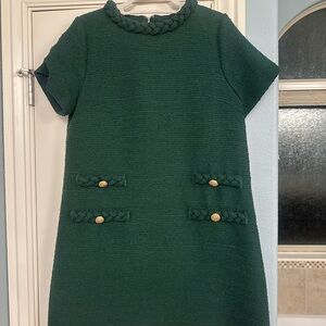 TUCKERNUCK Hunter Green Tweed Jackie Dress L